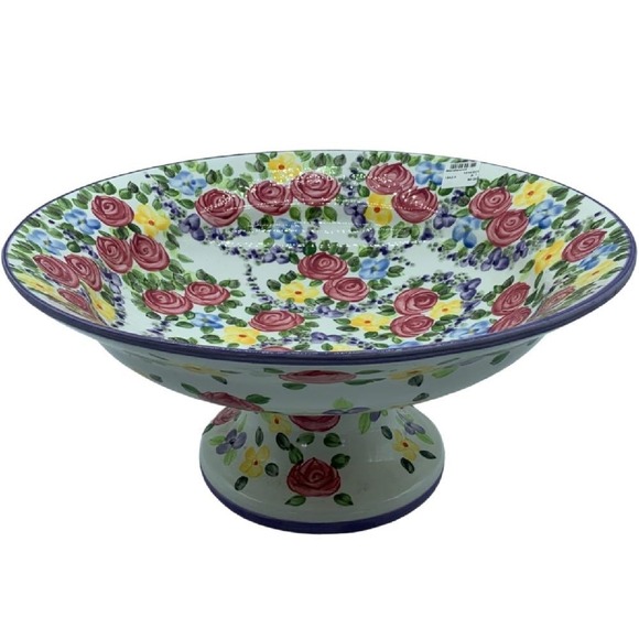 Don Swanson TableTops Unlimited Hand Painted Chintz Pedestal Fruit Bowl Vintsge - Picture 2 of 9